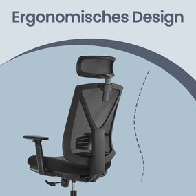 Cadeira de escritório 68,5 x 70 x (116-133) cm regulável em altura em malha respirável preta