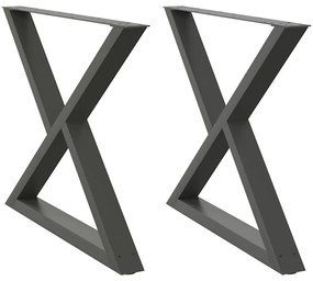 Pés para mesa de jantar 2 peças antracite 90x(72-73,3) cm aço