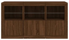Aparador com luzes LED 123x37x67 cm carvalho castanho