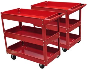 vidaXL Tróleis para oficina com 3 prateleiras 2 pcs