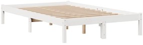 Cama com estante sem colchão 135x190 cm pinho maciço branco