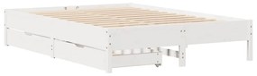 Cama sem colchão 140x200 cm madeira de pinho maciça branco