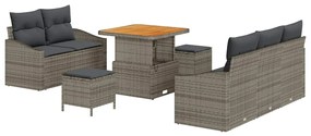 Conjunto de Sofá de Jardim vidaXL 8 Peças com Almofadas Cinza Rattan S