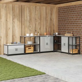 vidaXL Prateleira de Armazenamento de Cozinha Prata Aço galvanizado