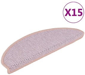 Tapetes escada adesivos aspeto sisal 15 pcs 65x21x4 cm rosa