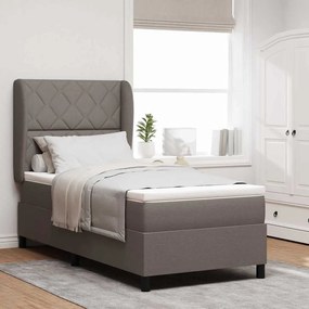 Cama Box Spring vidaXL com Colchão em Taupe, 90x190 cm, Tecido