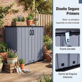 Armário de Arrumação de Jardim, 120 x 65 x 117 cm, Dupla Porta, Cinzento