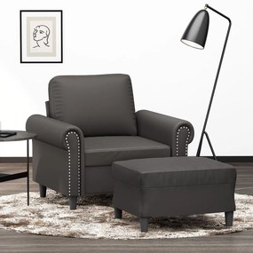vidaXL Poltrona com apoio de pés couro artificial 60 cm cinzento