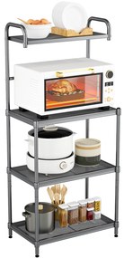 Suporte para forno de micro-ondas de 4 níveis com prateleiras de tela de arame para cozinha/sala de estar/escritório