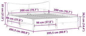 Cama sem colchão 200x200 cm madeira de pinho maciça branco