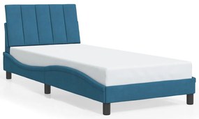 Estrutura de cama c/ luzes LED 90x200 cm veludo azul