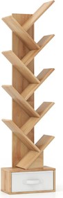 Estante de 9 níveis forma de árvore com gaveta 38 x 21,5 x 149,5 cm natural.