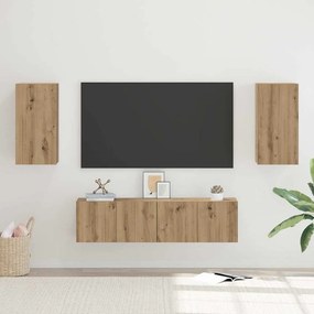Conjunto de móvel de TV com prateleira 4 pcs carvalho artisiano