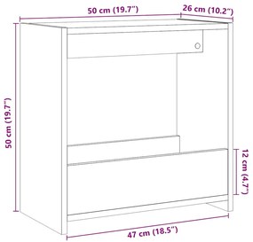 Mesa de apoio 50x26x50cm derivados madeira carvalho artisiano