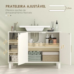 Móvel para Lavatório Suspenso Móvel para Casa de Banho Moderno com 2 Portas e Prateleiras Ajustáveis 90x30x63 cm (LAVATÓRIO NÃO INCLUIDO) Creme