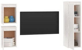 Móveis de TV 3 pcs madeira de pinho maciça branco