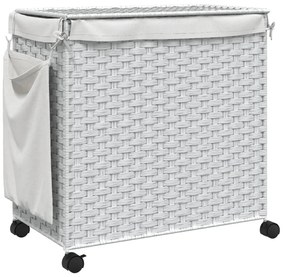 Cesto para roupa suja com rodas 60x35x60,5 cm vime branco