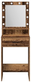 mesa de maquiagem vidaXL com luzes LED em madeira antiga 50x41x135 cm