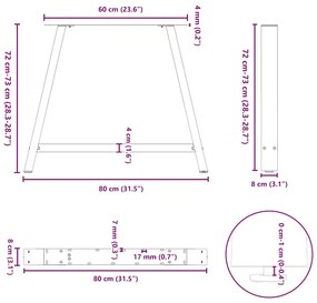 Pés para mesa de jantar em formato A, 2 peças, antracite, 90x (72-73)
