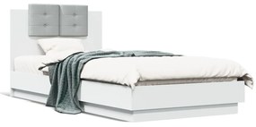 vidaXL Estrutura cama c/ cabeceira 90x200 cm derivados madeira branco