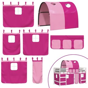 Cama alta p/ criança c/ túnel 90x190 cm pinho maciço rosa
