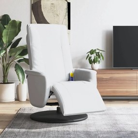 vidaXL Cadeira massagens reclinável c/apoio pés couro artif. branco