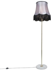Candeeiro de pé em latão com abajur Granny preto-cinzento 45 cm - Kaso Retro
