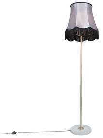 Luminária de pé de latão com abajur Granny B preto-cinza 45 cm - Kaso Retro