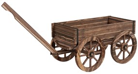 Outsunny Floreira de Madeira Floreira de Exterior em Forma de Carrinho com 4 Rodas para Varanda Jardim Pátio 120x41x54 cm Madeira | Aosom Portugal