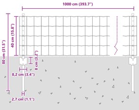 Cerca Euro com 5 Postes U Verde 0.4x10 m Aço