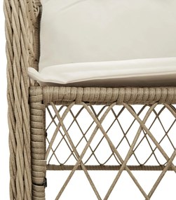 9 pcs conjunto de jantar p/ jardim com almofadões vime PE bege