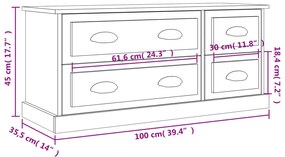 Móvel de TV 100x35,5x45 cm derivados de madeira cinzento sonoma