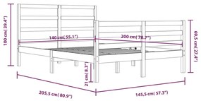 Estrutura de cama 140x200 cm madeira de pinho maciça branco