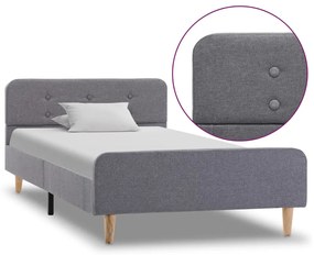 Estrutura de cama em tecido 90x200 cm cinzento-claro