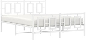 Estrutura de cama com cabeceira e pés 135x190 cm metal branco