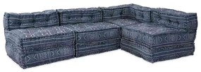 vidaXL Sofá Modular 4 pcs Estampa Índigo tecido
