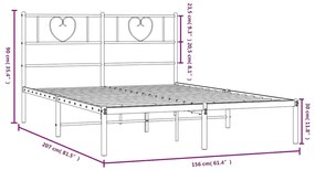 Estrutura de cama em metal com cabeceira 150x200 cm preto