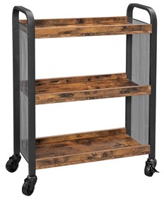 Carrinho de cozinha com estilo industrial | VASAGLE | 66 x 26 x 85 cm | marrom rústico | LRC66BX.