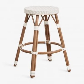 Pack De 4 Bancos Altos Em Alumínio E Rattan Sintético Brielle Bistro ↑65 Cm & Nude Beige - Gardénia Branco - Sklum