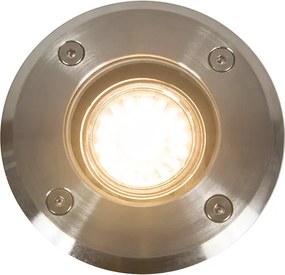 Conjunto de 6 projetores de chão para exterior aço 11cm IP67 - Basic Round