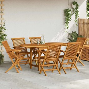vidaXL Conjunto de jantar p/ jardim 7 pcs madeira teca maciça