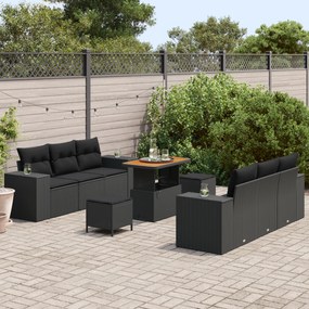Conjunto de Sofá de Jardim de 9 Peças com Almofadas de Rattan Poliamid