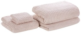 Conjunto de 4 toalhas rosa de algodão ATAI Beliani