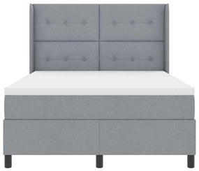 Cama Box com Colchão Cinza Claro, 140x190 cm, Tecido