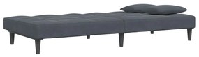 Sofá-cama 2 lugares c/ apoio de pés veludo cinzento-escuro