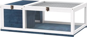 PawHut Casa para tartarugas em madeira Recinto para tartarugas com casas principais tampa rebatível 91x60,5x32 cm, Azul | Aosom Portugal