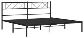 Estrutura de cama com cabeceira 200x200 cm metal preto