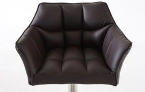 Banco de bar Damaso em couro sintético e estrutura prateada 64 x 88-113 x 45 cm Castanho