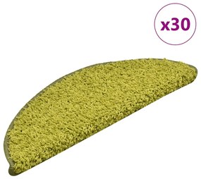 vidaXL Tapetes de escada 30 peças 56x17x3 cm verde semicircular