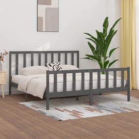 vidaXL Estrutura de cama 200x200 cm madeira maciça cinzento
